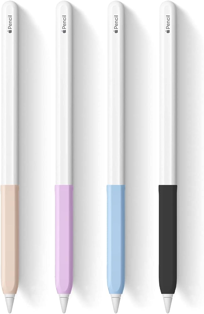 YINVA Apple Pencil 第2世代 用人間工学グリップ プレミアムシリコンケースカバー スリーブ アップルペンシル 第二世代 カバー  アクセサリー対応 (ピンク、紫、青、黒) 4個