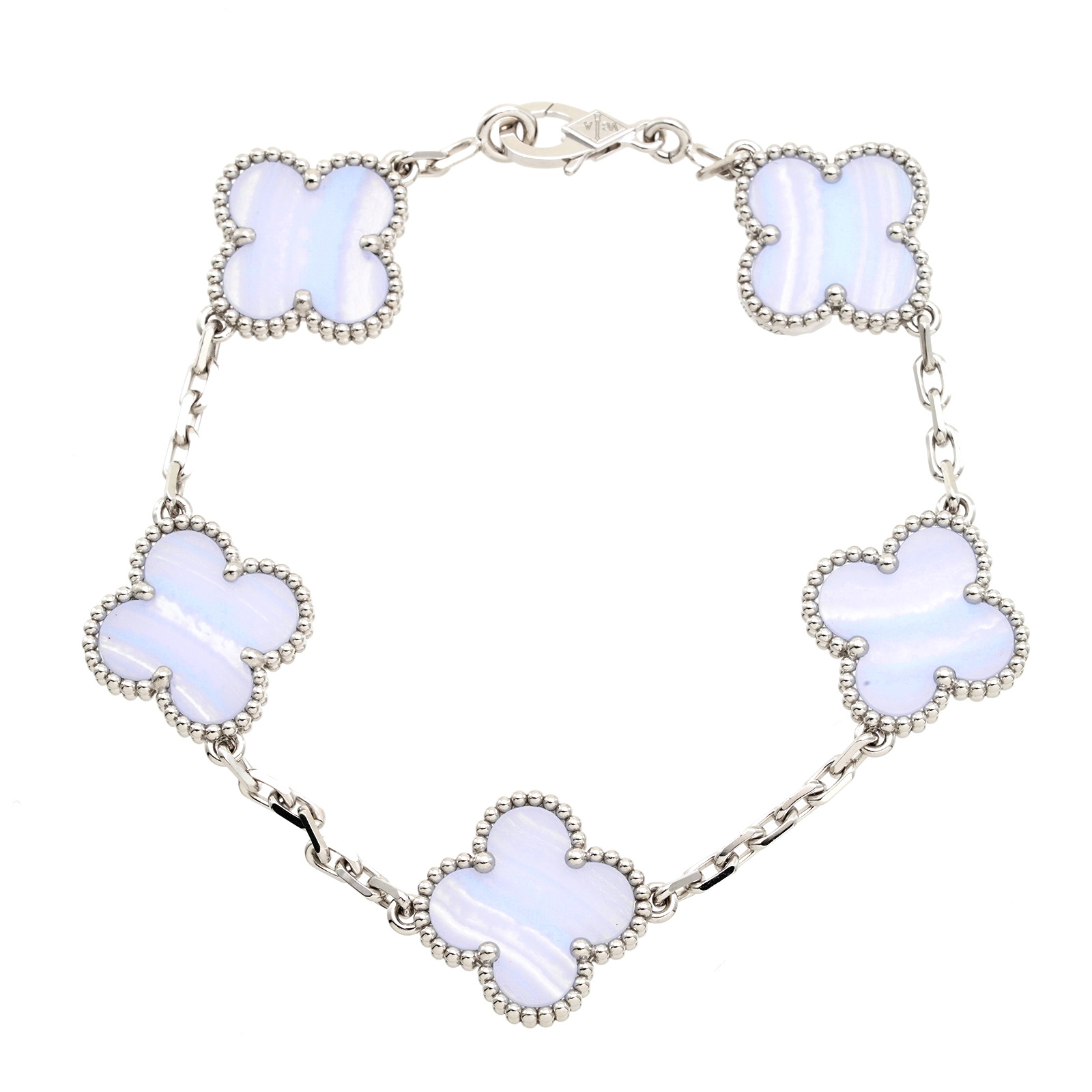 ヴィンテージ アルハンブラ ブレスレット 5モチーフ VCARD34700 K18ホワイトゴールド/カルセドニー Van Cleef & Arpels  ヴァン クリーフ&アーペル レディース 【中古】
