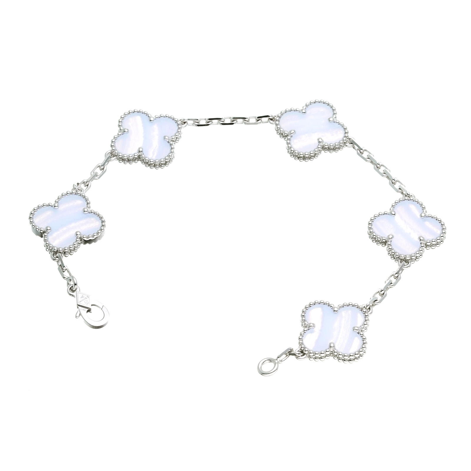 ヴィンテージ アルハンブラ ブレスレット 5モチーフ VCARD34700 K18ホワイトゴールド/カルセドニー Van Cleef & Arpels  ヴァン クリーフ&アーペル レディース 【中古】
