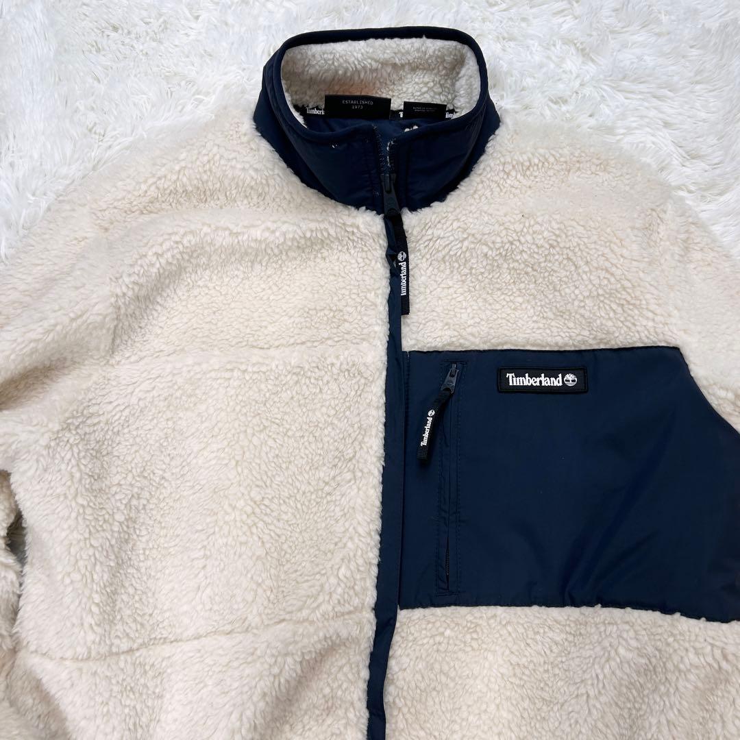 ✨美品✨ ティンバーランド ボアロングフリース　クリーム×ネイビー　M〜