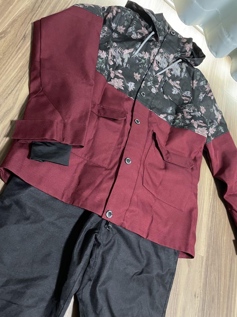 スキースノボウェア上下セット レッド×ブラック