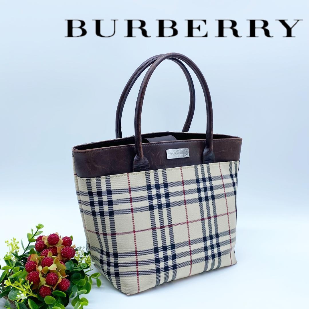 【送料無料】フォロー割実施中❗️バーバリー　ノバチェック　ハンドバッグ　ベージュ