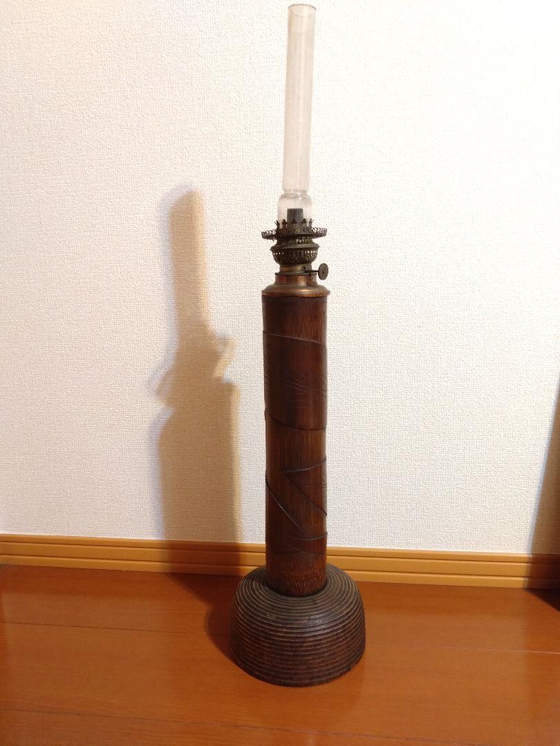 竹製灯油ランプ　vintage品　高さ74.5センチ