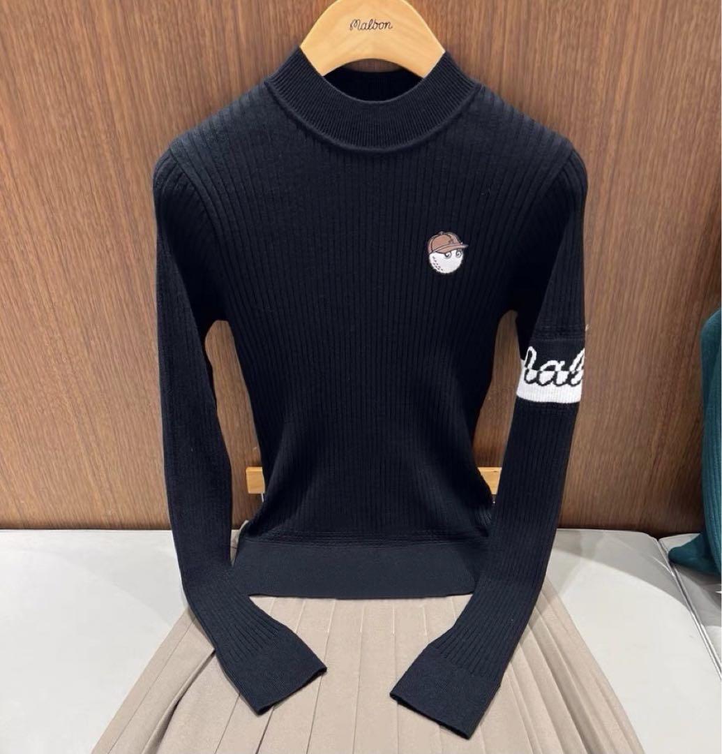 ゴルフ malbon マルボン トップス 長袖 シャツ セーター◾️ブラック