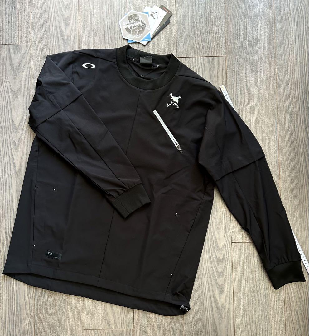 新品 OAKLEY オークリーゴルフ 撥水プルオーバー 半袖切替 UV50 黒L